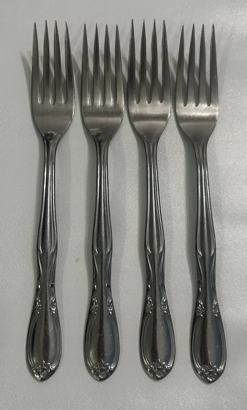 Vtg Superior International Chapel Hill Flatware Set of 4 Dinner Forks 7” USA